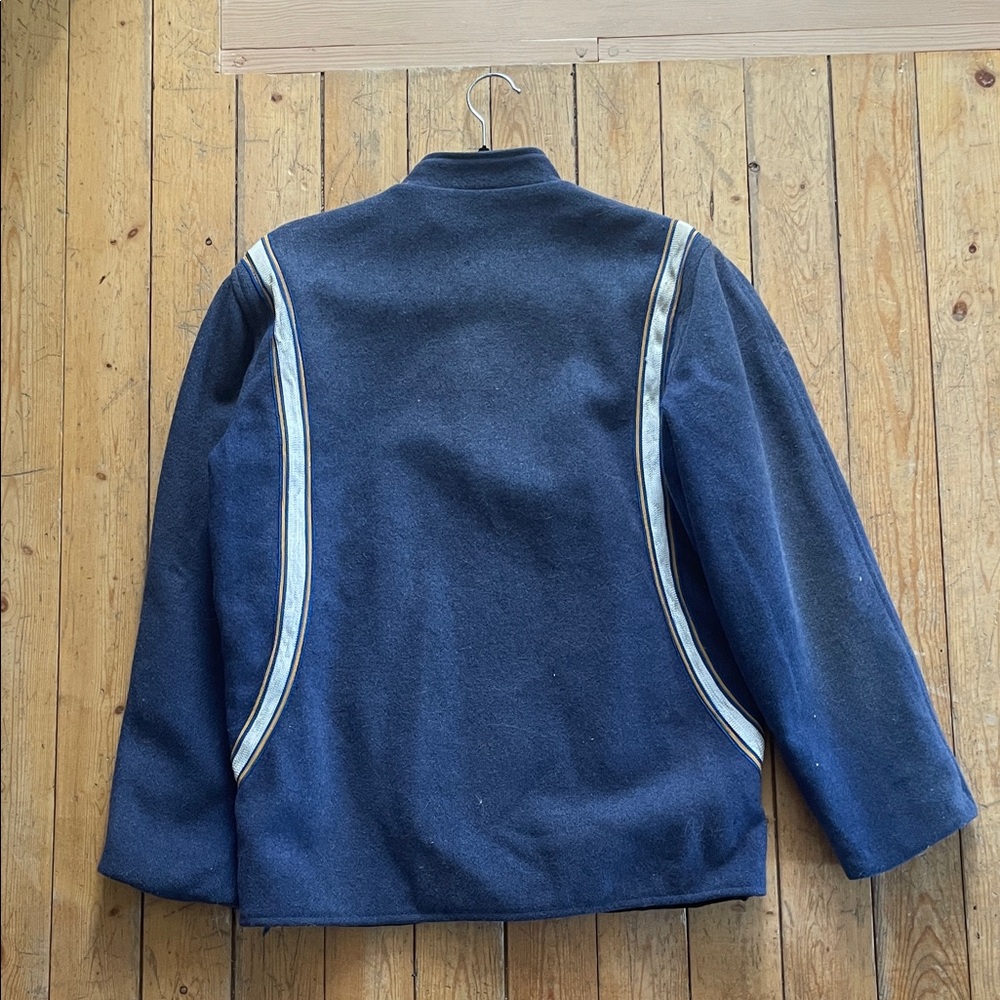 Vintage Blue Wool Jacket with Yellow Accents - Picture 2 of 3